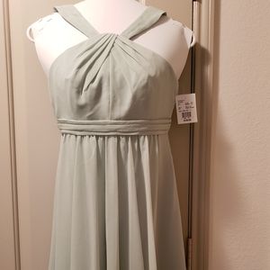 Short Chiffon Bridesmaid Dress with Y-Neck, Meadow